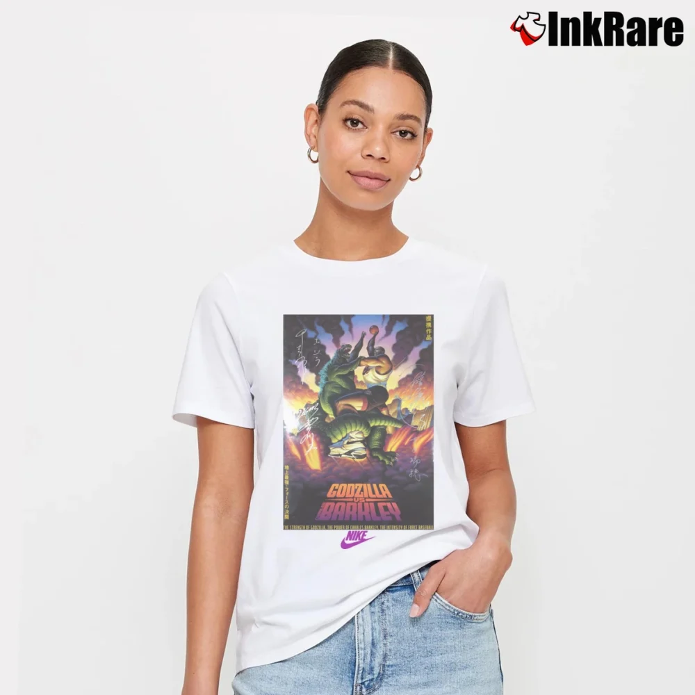 Women’s Godzilla Vs Charles Barkley Classic Signature T-Shirt in white | Soft, Flattering Fit