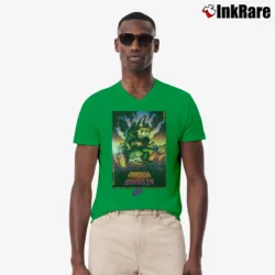 Men’s Godzilla Vs Charles Barkley Classic V-Neck Tee in irish green | Sharp, Breathable, Everyday Staple