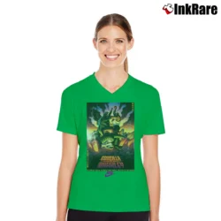 Women’s Godzilla Vs Charles Barkley Classic V-Neck Tee in irish green | Chic Neckline, Soft Texture