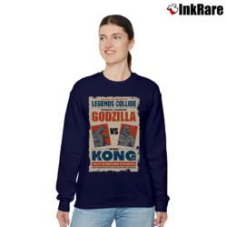 Women’s Godzilla Vs King Kong Legends Collide Movie Poster Relaxed Sweatshirt in navy | Soft, Laid-Back Vibe
