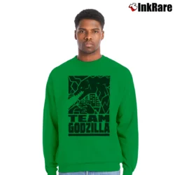 Men’s Godzilla Vs King Kong Team Godzilla Classic Crossover Crewneck Sweatshirt in irish green | Cozy Fabric, Clean Style