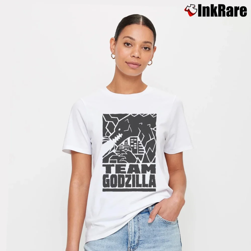Women’s Godzilla Vs King Kong Team Godzilla Classic Crossover Signature T-Shirt in white | Soft, Flattering Fit