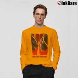 Men’s Godzilla Vs Kong Premiere Battle Scene Long-Sleeve Shirt in orange | Sleek, Lightweight, Year-Round Wear