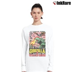 Women’s Godzilla Vs Mothra And Ghidorah Battle Vintage Japanese Long-Sleeve Top in white | Sleek, Versatile, All-Season