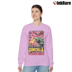 Women’s Godzilla Vs Mothra And Ghidorah Battle Vintage Japanese Relaxed Sweatshirt in light pink | Soft, Laid-Back Vibe