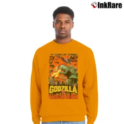 Men’s Godzilla Vs Mothra And Ghidorah Battle Vintage Japanese Crewneck Sweatshirt in orange | Cozy Fabric, Clean Style