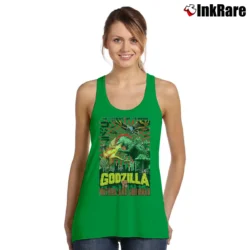 Women’s Godzilla Vs Mothra And Ghidorah Battle Vintage Japanese Tank Top in irish green | Lightweight, Movement-Friendly