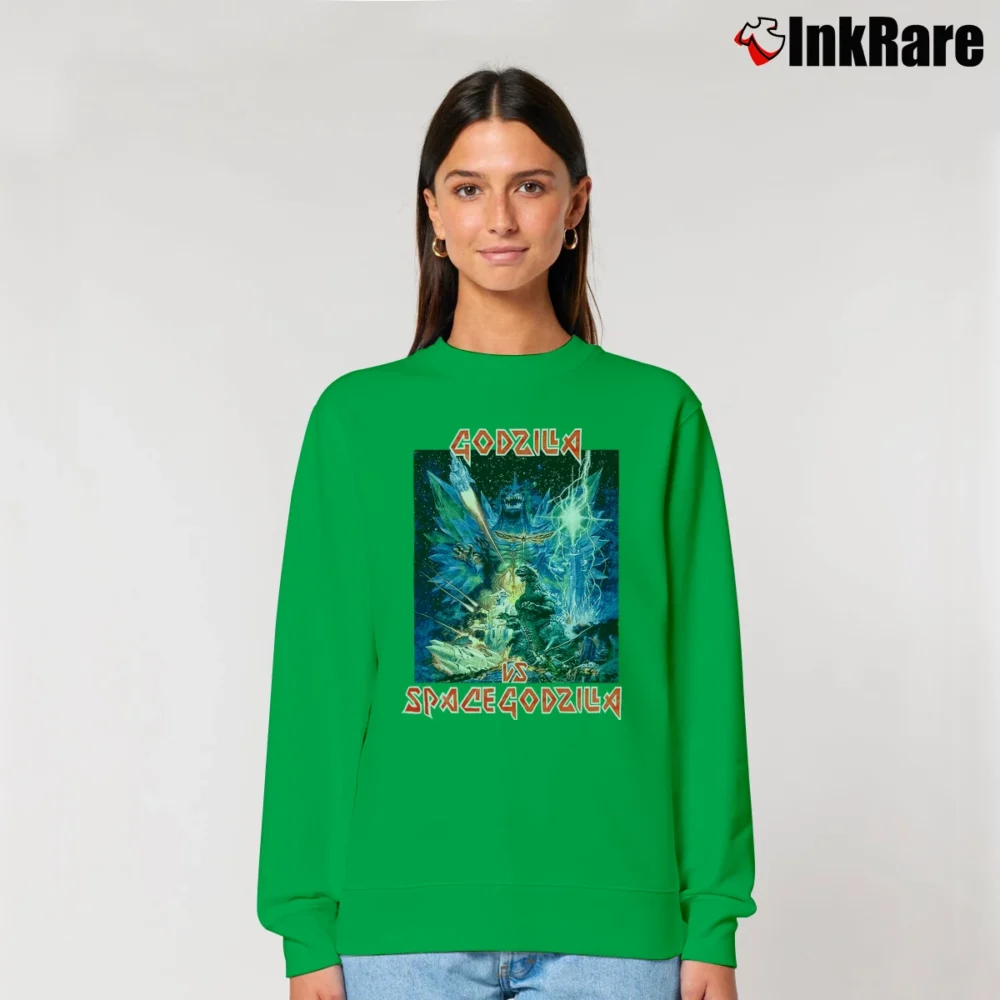 Women’s Godzilla Vs Space Godzilla 1994 Japanese Kaiju Movie Relaxed Sweatshirt in irish green | Soft, Laid-Back Vibe