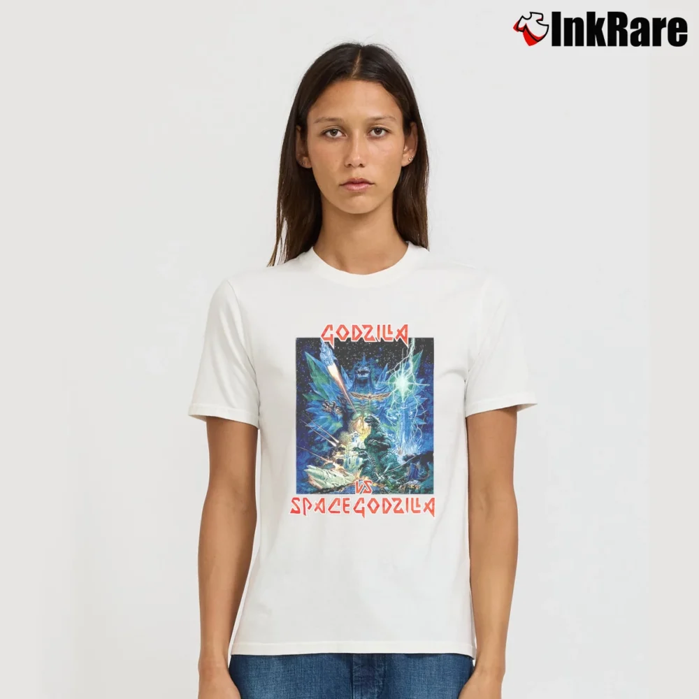 Women’s Godzilla Vs Space Godzilla 1994 Japanese Kaiju Movie Signature T-Shirt in white | Soft, Flattering Fit