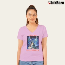 Women’s Godzilla Vs Space Godzilla 1994 Japanese Kaiju Movie V-Neck Tee in light pink | Chic Neckline, Soft Texture