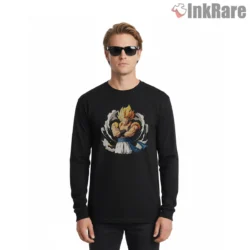 Gogeta Fusion Confidence Aura Ring Shirt on black long sleeve shirt for men graphic tee