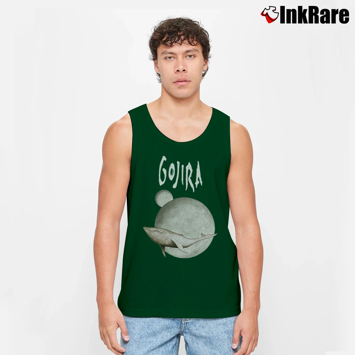 Men’s Gojira Sleeveless Band Graphic Tank Top in forest green | Breathable, Active-Friendly Design