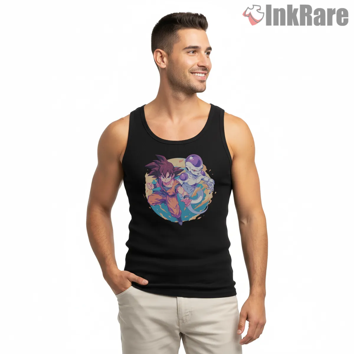 Goku And Frieza Cosmic Duo Tank Top Black Goku And Frieza Cosmic Duo Shirt on black tank top for men graphic tee