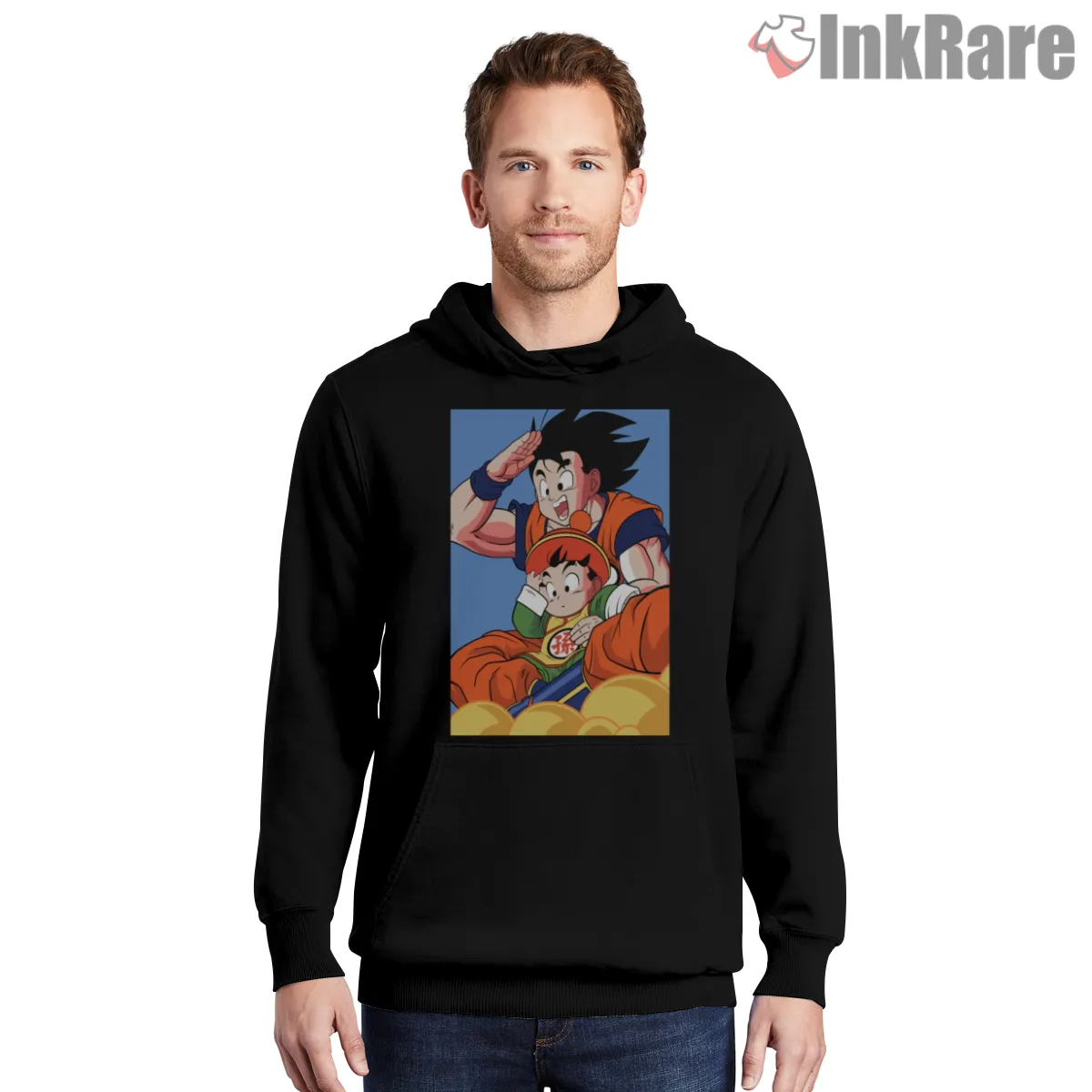 Goku And Gohan Playful Father Son Shirt on black hoodie for men graphic tee