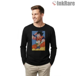 Goku And Gohan Playful Father Son Shirt on black long sleeve shirt for men graphic tee