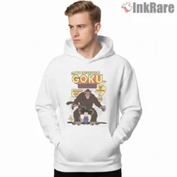 Goku And Great Ape Retro Magazine Cover Shirt on white hoodie for men graphic tee
