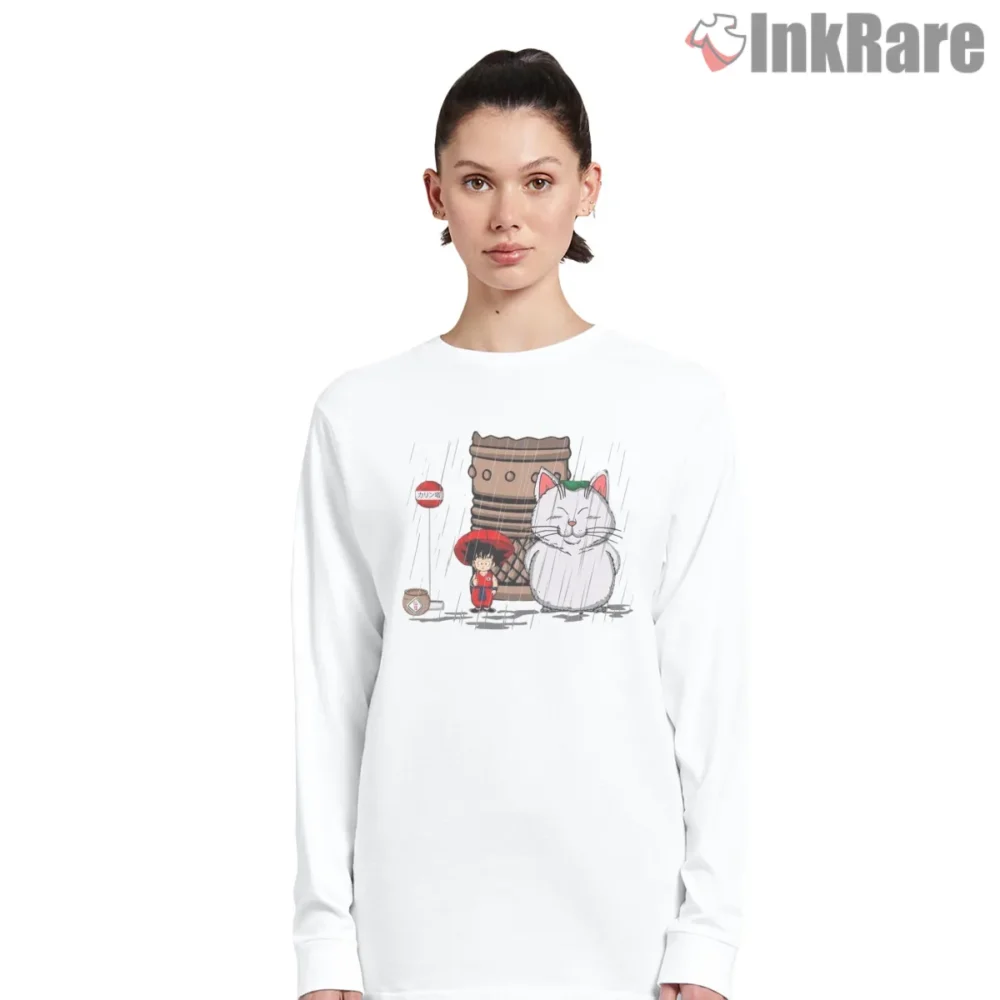 Goku And Karin Rainy Day Neighbor Mashup Shirt on white long sleeve shirt for women graphic tee