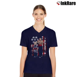 Women’s Goku And Krillin Bestselling Dragon Ball V-Neck Tee in navy | Chic Neckline, Soft Texture