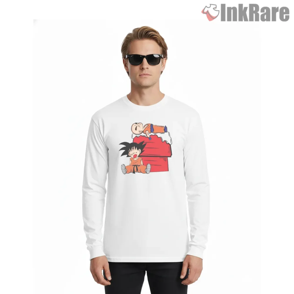 Goku And Krillin Naptime Crossover Shirt on white long sleeve shirt for men graphic tee