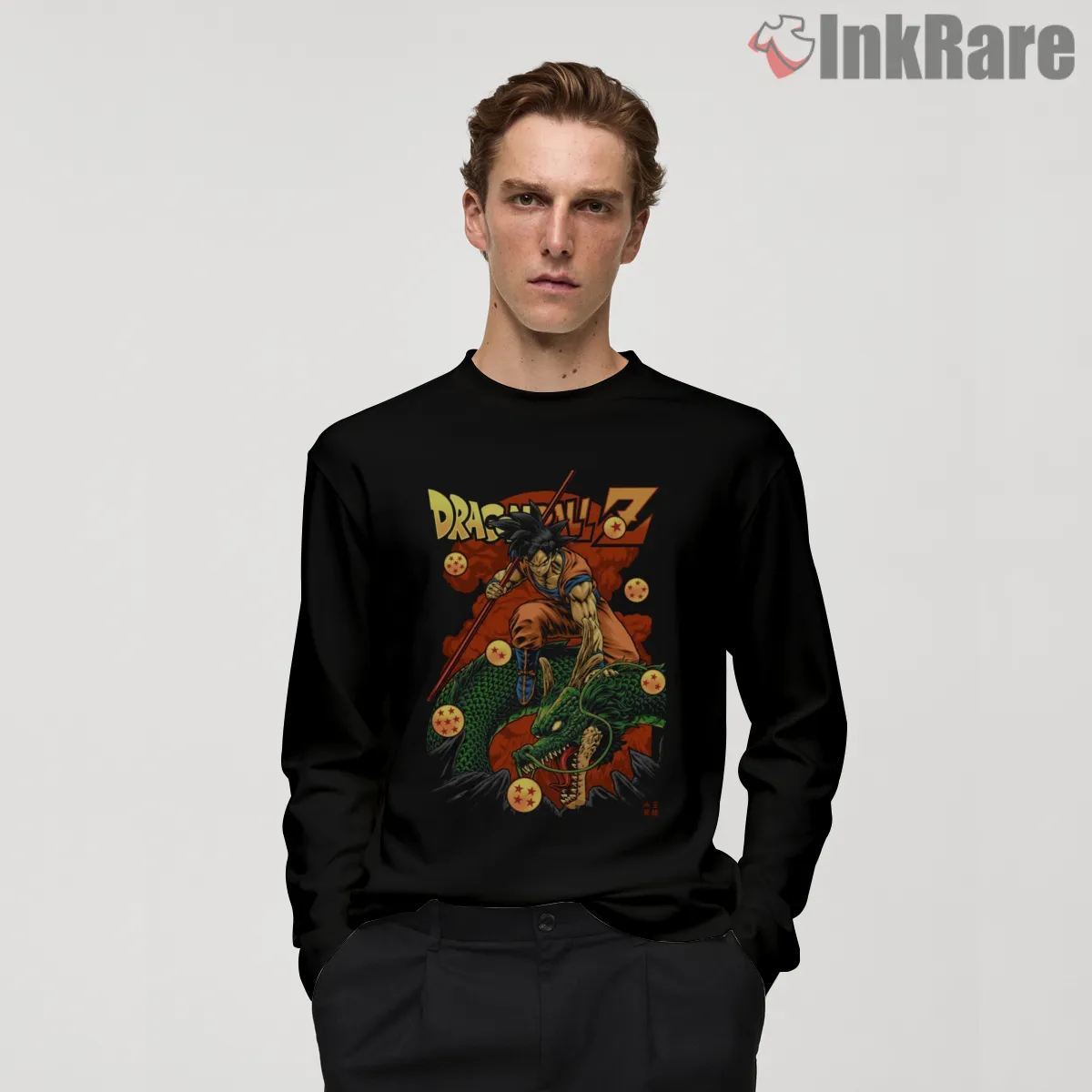 Goku And Shenron Dragon Ball Quest Shirt on black long sleeve shirt for men graphic tee