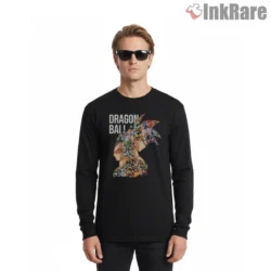 Goku And Vegeta Character Montage Silhouette Shirt on black long sleeve shirt for men graphic tee