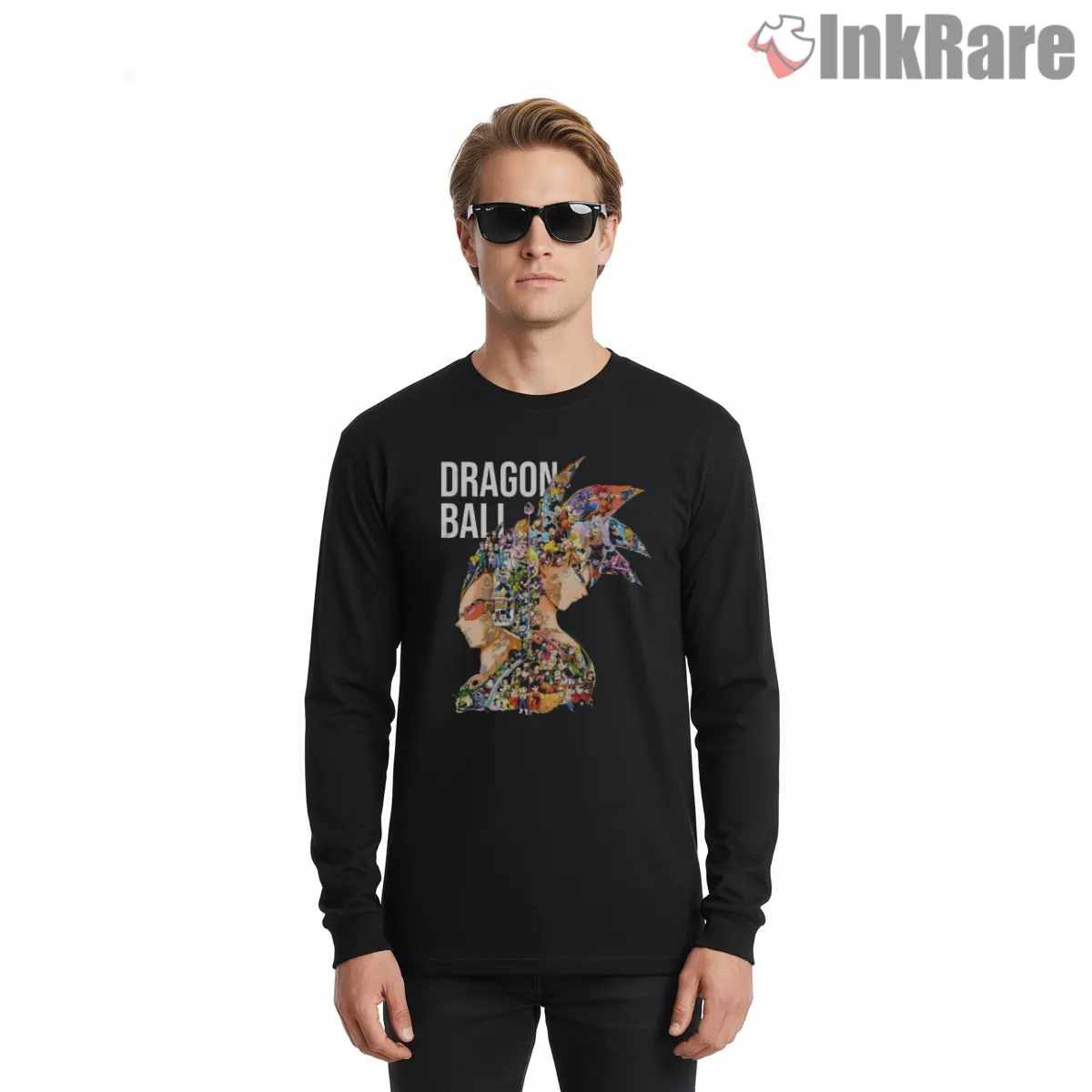 Goku And Vegeta Character Montage Silhouette Long Sleeve Black Goku And Vegeta Character Montage Silhouette Shirt on black long sleeve shirt for men graphic tee