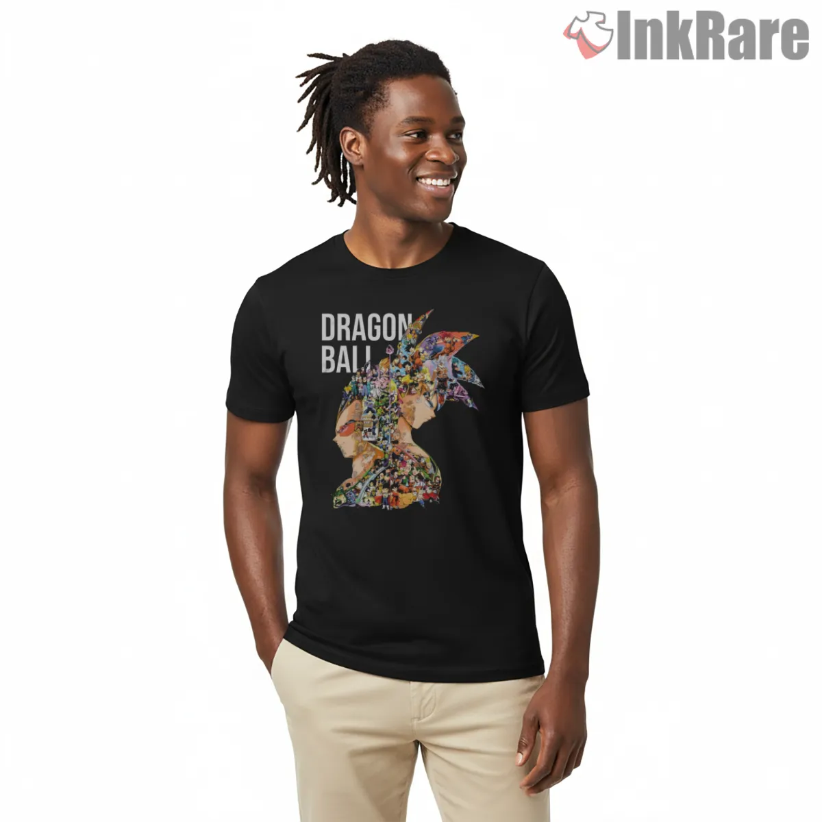Goku And Vegeta Character Montage Silhouette Shirt on black short sleeve shirt for men graphic tee
