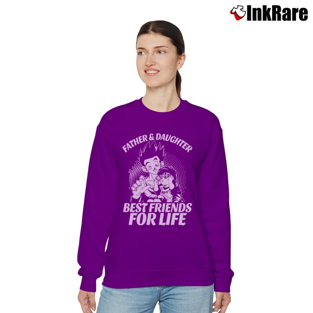 Women’s Goku And Vegeta Father Daughter Super Saiyan Relaxed Sweatshirt in purple | Soft, Laid-Back Vibe