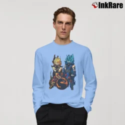 Men’s Goku And Vegeta Mortal Kombat Mashup Long-Sleeve Shirt in light blue | Sleek, Lightweight, Year-Round Wear