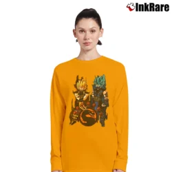 Women’s Goku And Vegeta Mortal Kombat Mashup Long-Sleeve Top in orange | Sleek, Versatile, All-Season
