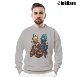 Men’s Goku And Vegeta Mortal Kombat Mashup Crewneck Sweatshirt in sport grey | Cozy Fabric, Clean Style