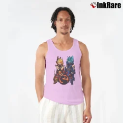 Men’s Goku And Vegeta Mortal Kombat Mashup Tank Top in light pink | Breathable, Active-Friendly Design