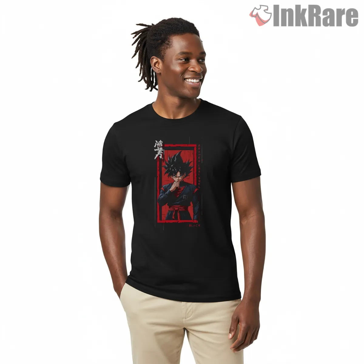 Goku Black Red Frame Villain Aura Short Sleeve Black Goku Black Red Frame Villain Aura Shirt on black short sleeve shirt for men graphic tee