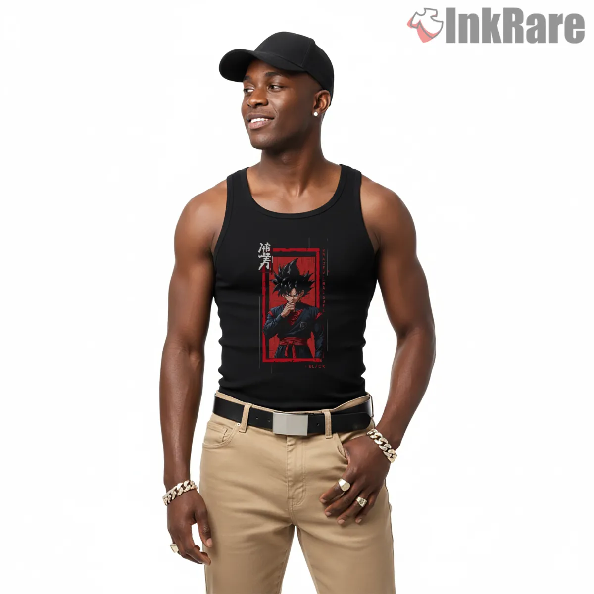 Goku Black Red Frame Villain Aura Tank Top Black Goku Black Red Frame Villain Aura Shirt on black tank top for men graphic tee