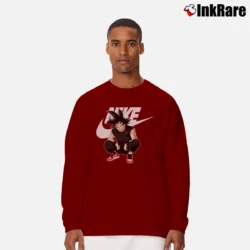 Men’s Goku Dragon Ball Z X Nike Logo Fashion Long-Sleeve Shirt in maroon | Sleek, Lightweight, Year-Round Wear
