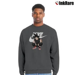 Men’s Goku Dragon Ball Z X Nike Logo Fashion Crewneck Sweatshirt in charcoal | Cozy Fabric, Clean Style