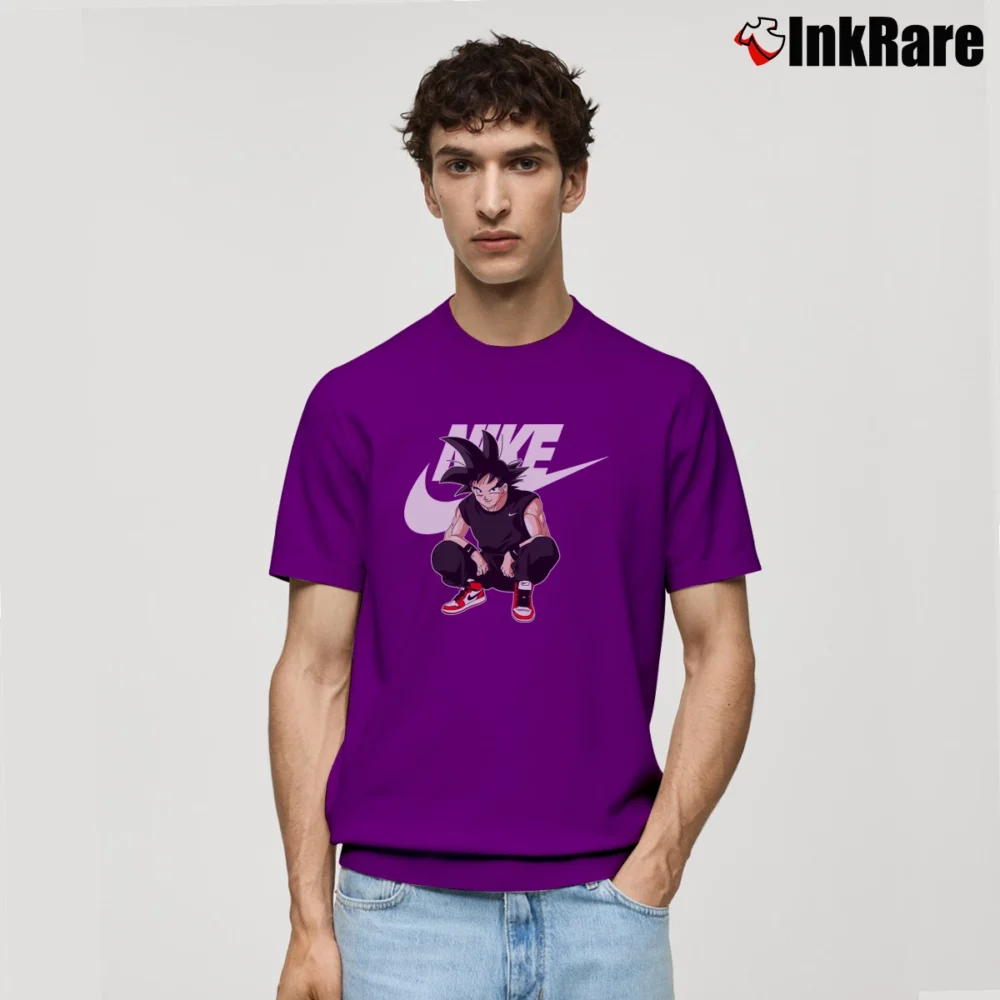 Men’s Goku Dragon Ball Z X Nike Logo Fashion Classic T-Shirt in purple | Soft, Breathable Everyday Wear