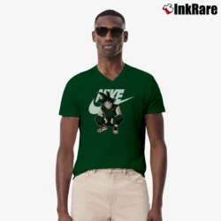 Men’s Goku Dragon Ball Z X Nike Logo Fashion V-Neck Tee in forest green | Sharp, Breathable, Everyday Staple