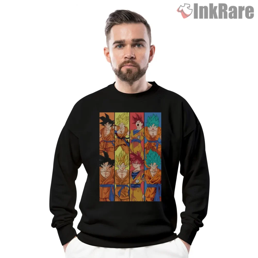 Goku Evolution Vertical Panels Shirt on graphic shirt for men graphic tee