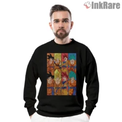 Goku Evolution Vertical Panels Shirt on graphic shirt for men graphic tee