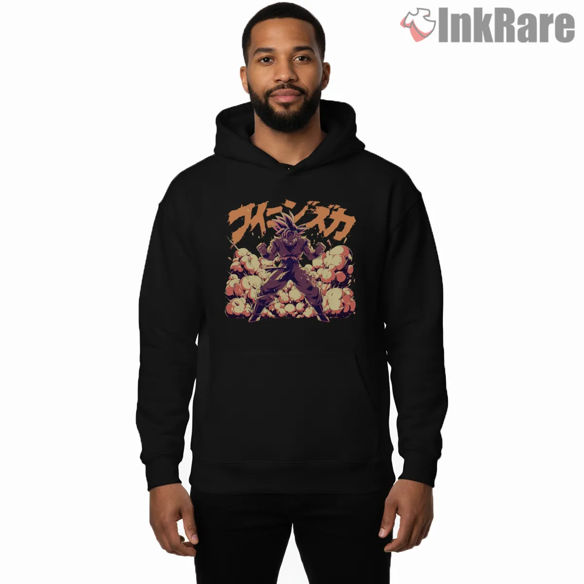 Goku Explosive Aura Street Art Shirt on black hoodie for men graphic tee
