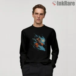 Goku Explosive Blue Energy Charge Shirt on black long sleeve shirt for men graphic tee