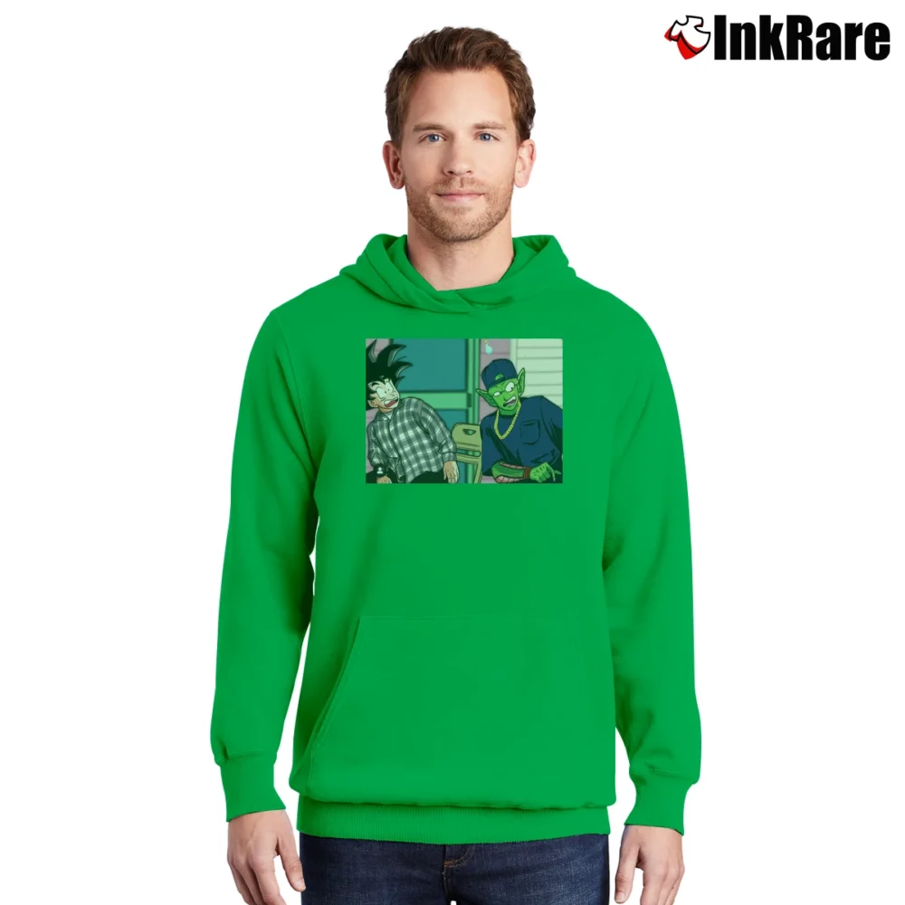 Men’s Goku Friday Daaaamn Funny Dragon Ball Pullover Hoodie in irish green | Cozy, Durable, Modern Fit