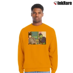 Men’s Goku Friday Daaaamn Funny Dragon Ball Crewneck Sweatshirt in orange | Cozy Fabric, Clean Style