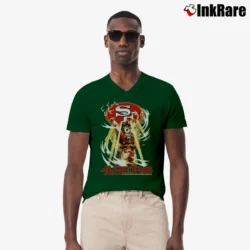 Men’s Goku Genki Dama San Francisco 49ers Mashup V-Neck Tee in forest green | Sharp, Breathable, Everyday Staple