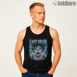 Goku Limit Break Screaming Spirit Shirt on black tank top for men graphic tee