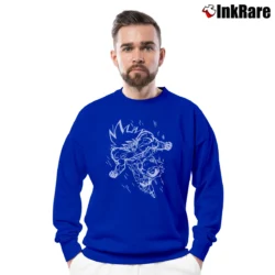 Men’s Goku Line Art Clean Dragon Ball Crewneck Sweatshirt in royal blue | Cozy Fabric, Clean Style