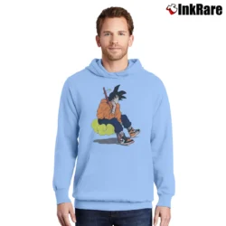 Men’s Goku Nimbus Cloud Dragon Ball Z Retro Pullover Hoodie in light blue | Cozy, Durable, Modern Fit