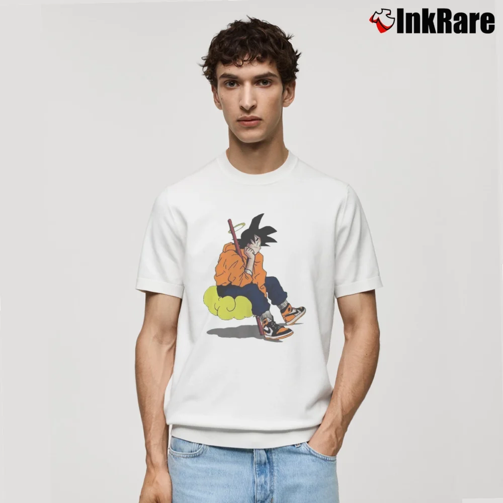 Men’s Goku Nimbus Cloud Dragon Ball Z Retro Classic T-Shirt in white | Soft, Breathable Everyday Wear