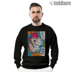 Goku Red Haired Kamehameha Panel Art Shirt on graphic shirt for men graphic tee
